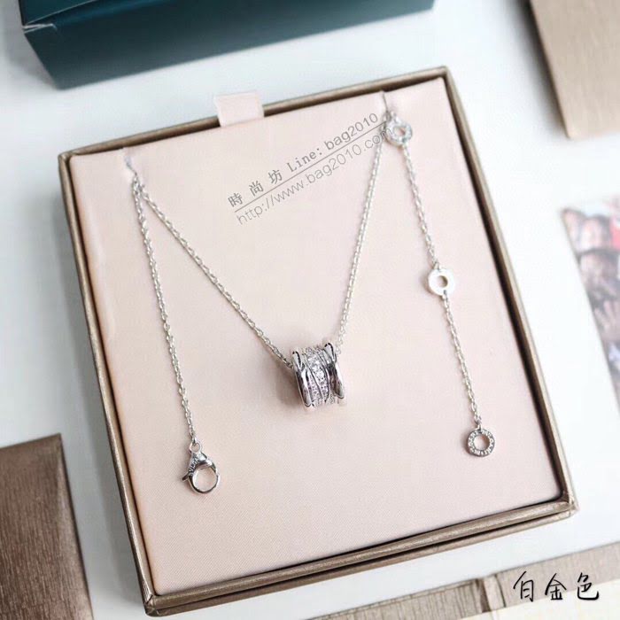Bvlgari飾品 寶格麗螺旋鑲鑽彈簧項鏈 玫瑰金 白金色 黃金  zgbq3126